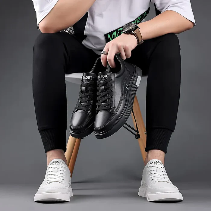 Baskets décontractées en cuir véritable - Sport plat - Image 12