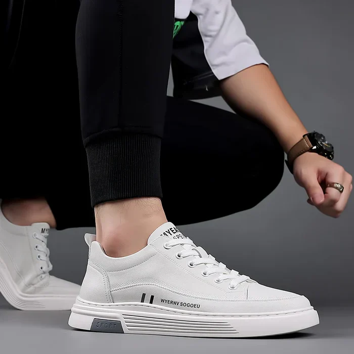 Baskets décontractées en cuir véritable - Sport plat - Image 15