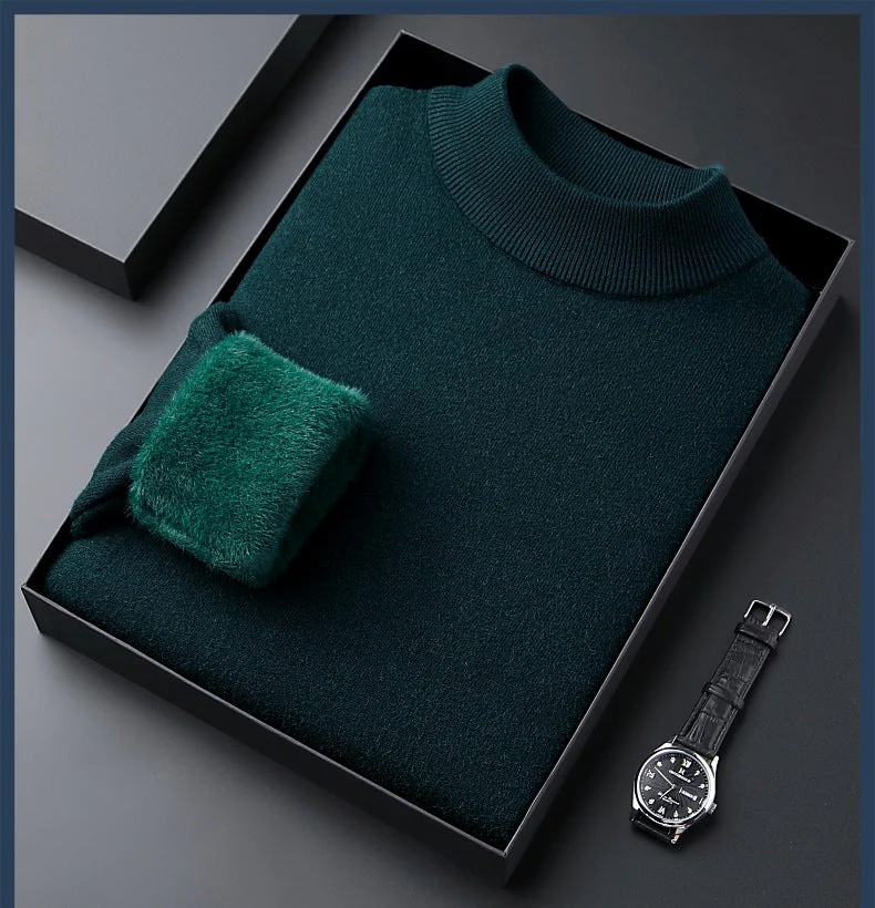 Pull en Cachemire Épais pour Homme de Couleur Unie - Haute Qualité - Image 4