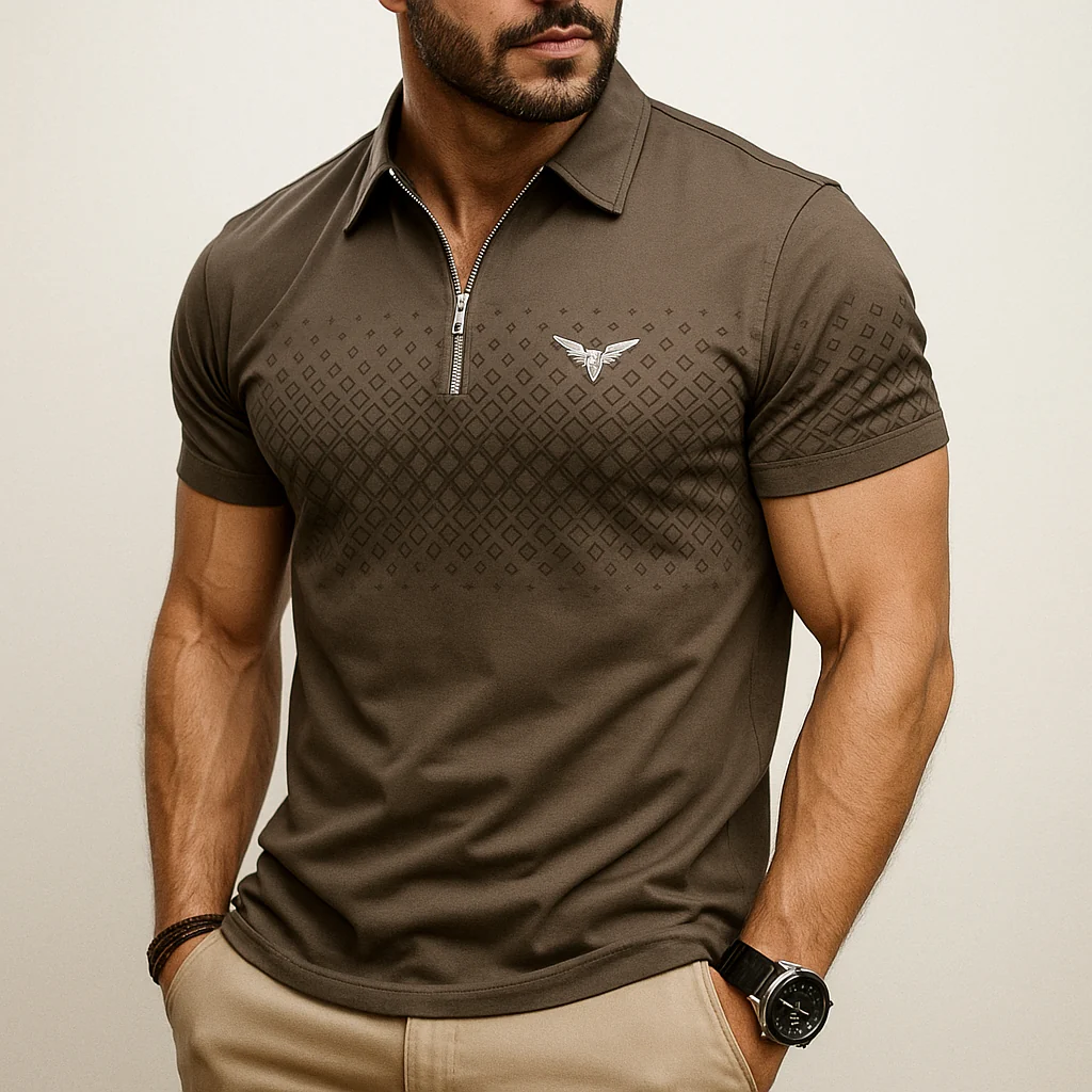 Jetta – Polo Homme à Imprimé Géométrique avec Fermeture Éclair – Élégant et Confortable au Quotidien - Image 7
