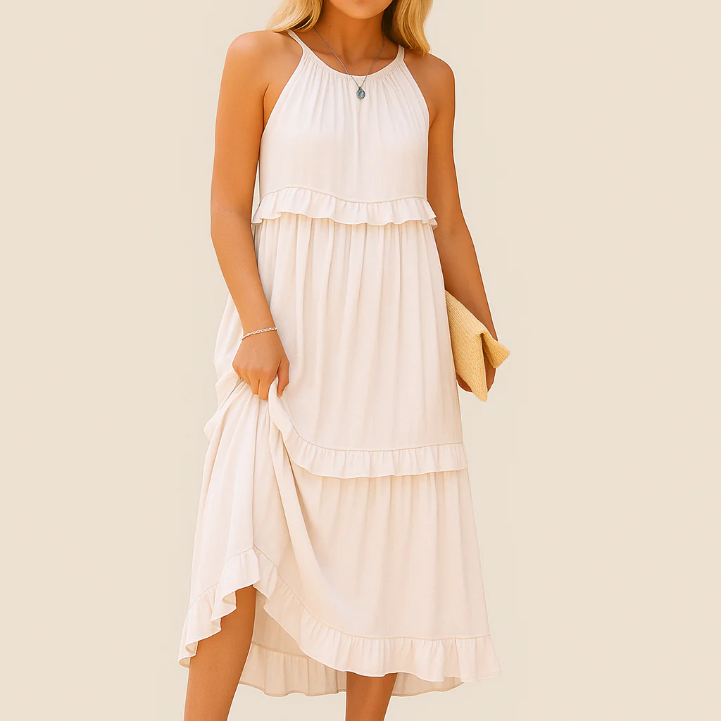 Rebeca Robe Longue Fluide – Élégance Romantique avec Volants - Image 3