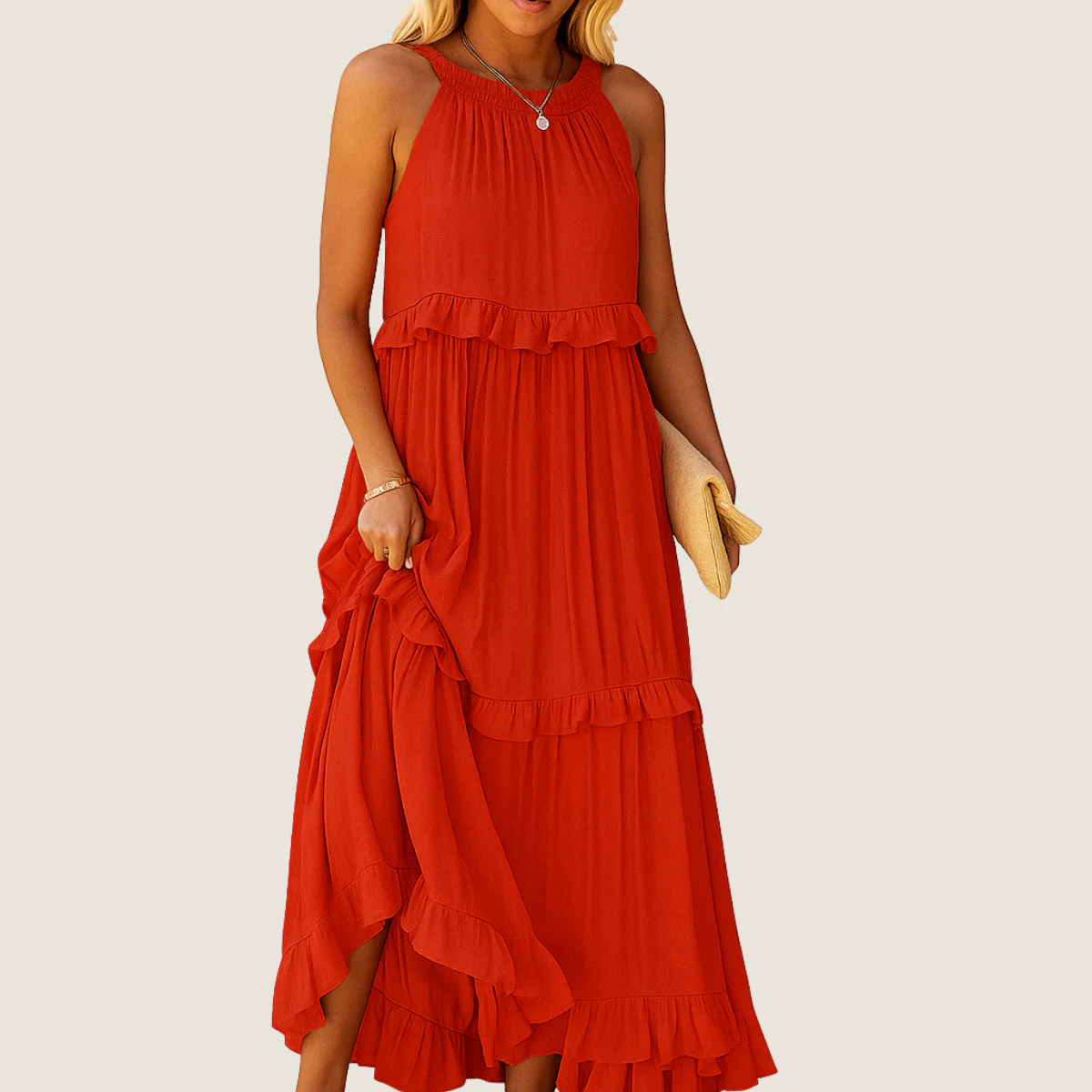 Rebeca Robe Longue Fluide – Élégance Romantique avec Volants - Image 5